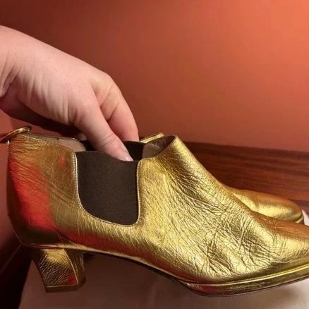 Lustrous Gold Ankle Booties